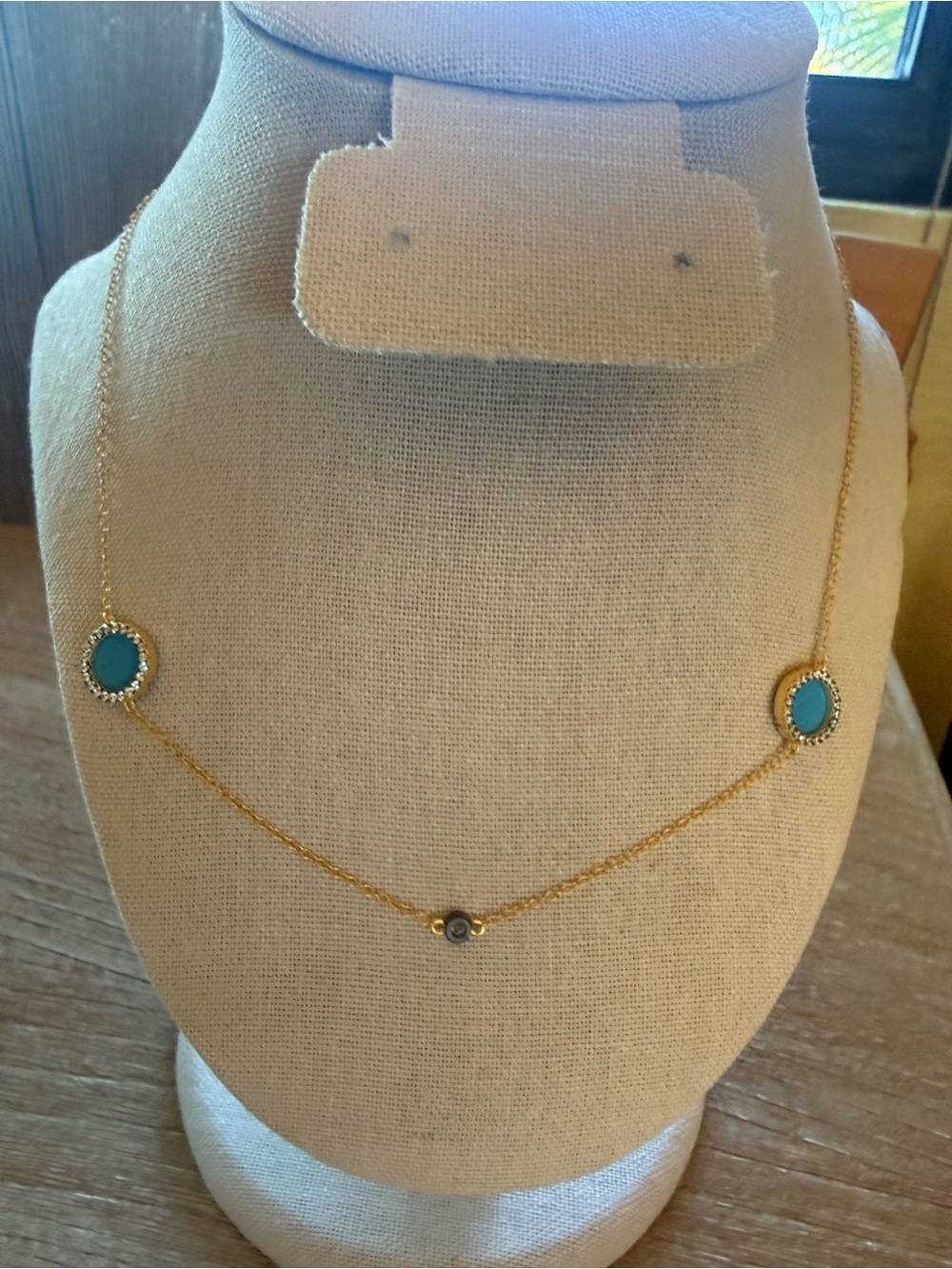 Freida Rothman Sterling Silver Gold plated Necklace with Turquoise Stations